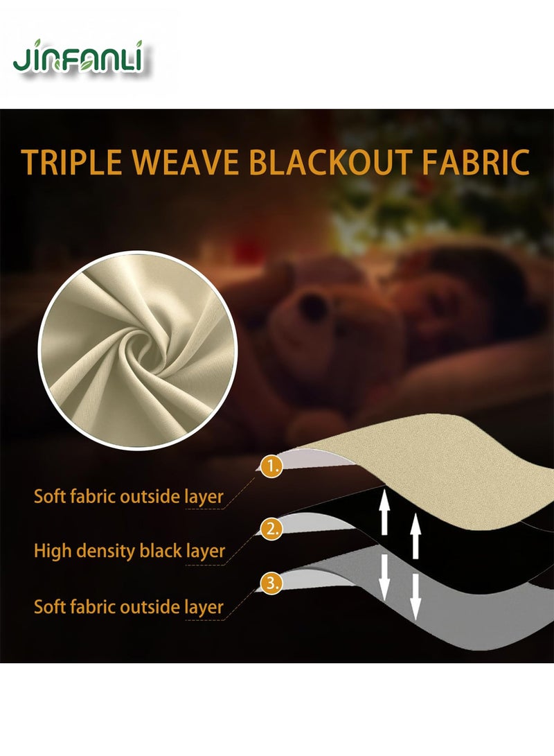 JINFANLI Milk tea color thickened Dutch Nylon perforated set: [Applicable to wall width 55-75] curtain width 100*height 200+0.8 white rod+binding strap - Image 5
